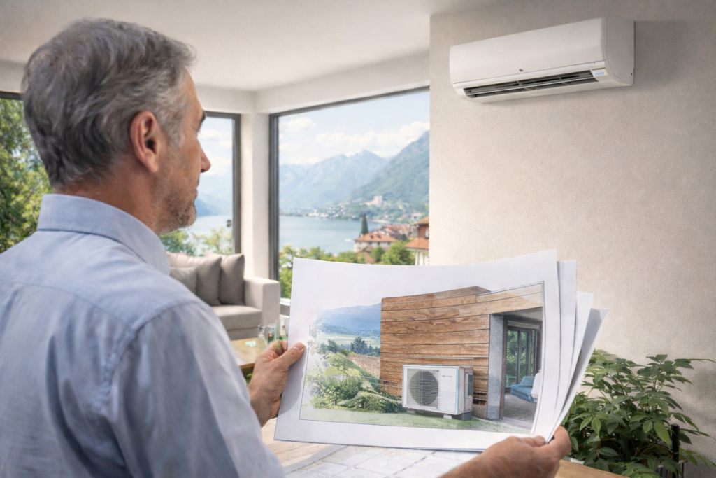 Progettazione di un impianto di climatizzazione in Ticino con attenzione al comfort, al posizionamento e all’integrazione estetica negli ambienti abitativi