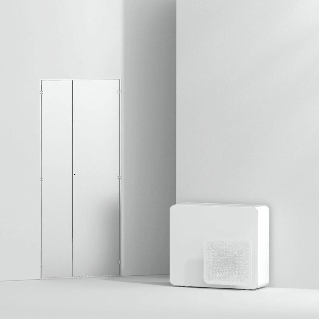 Pompa di calore Innova Stone C1 con accumulo a incasso da 170 litri installazione esterna senza locale tecnico in Canton Ticino