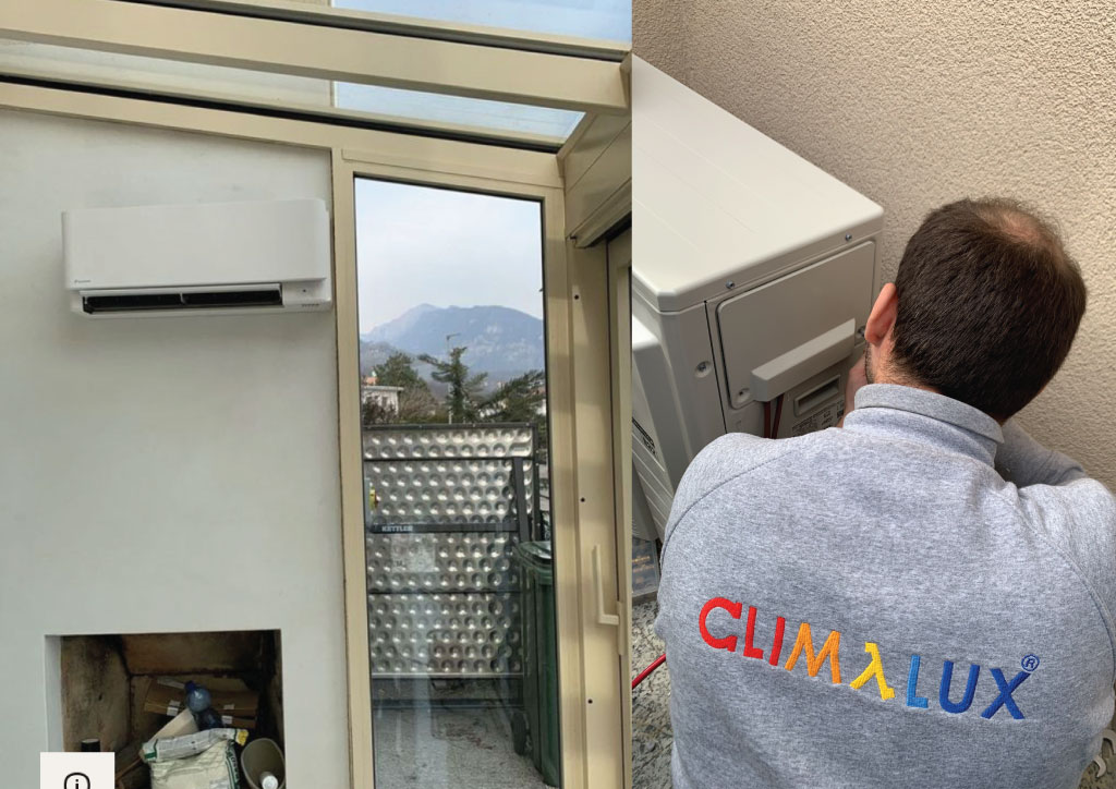 Climatizzatore Daikin Stylish installato da Climalux a Stabio in giardino d’inverno come pompa di calore
