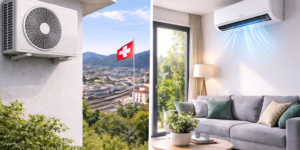 Impianto di climatizzazione a Chiasso con unità esterna e split interno installato in abitazione nel Mendrisiotto